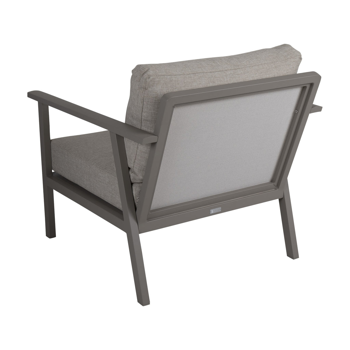 Brafab Samvaro loungestol med gråbeige ramme og beige puter, sett bakfra