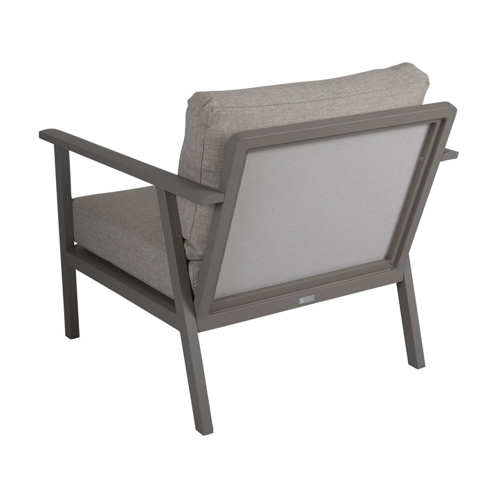 Brafab Samvaro loungestol med gråbeige ramme og beige puter, sett bakfra