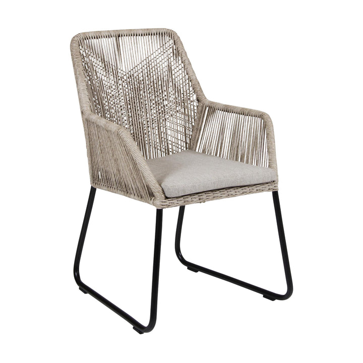 Brafab Midway spisestol i beige flettet tau med sorte meiben