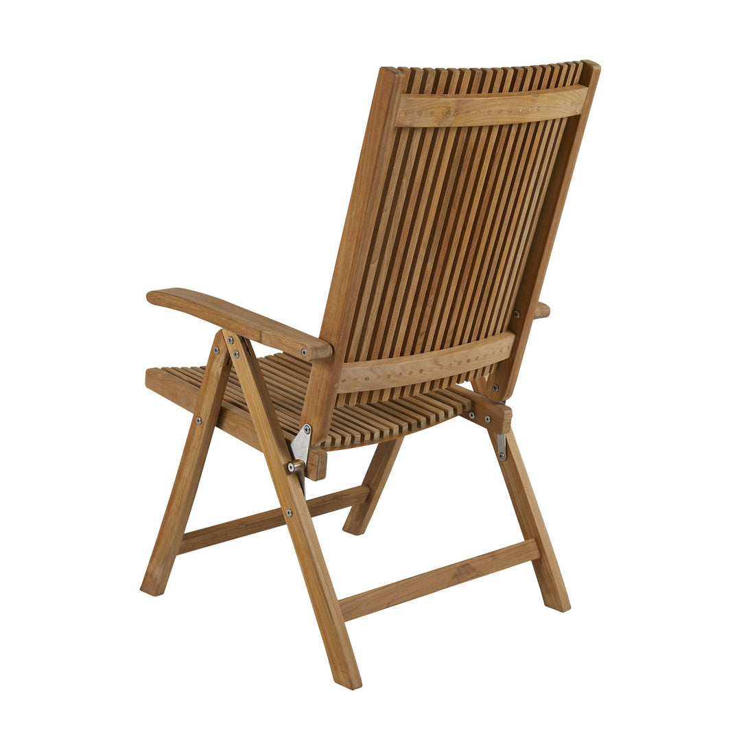 Brafab Julita spisestol med armlene i teak, sammenleggbar med justerbar rygg, sett bakfra