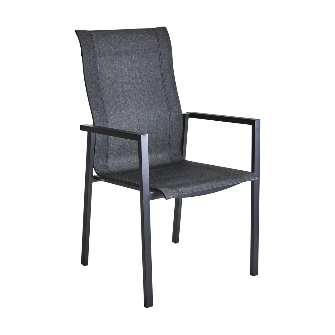 Brafab Comfy spisestol i sort med tekstilsete og metallramme