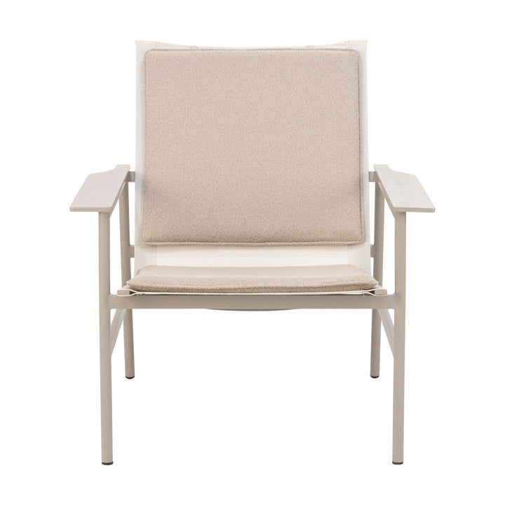 Brafab Soro loungestol i khaki med beige teddy-pute, sett forfra