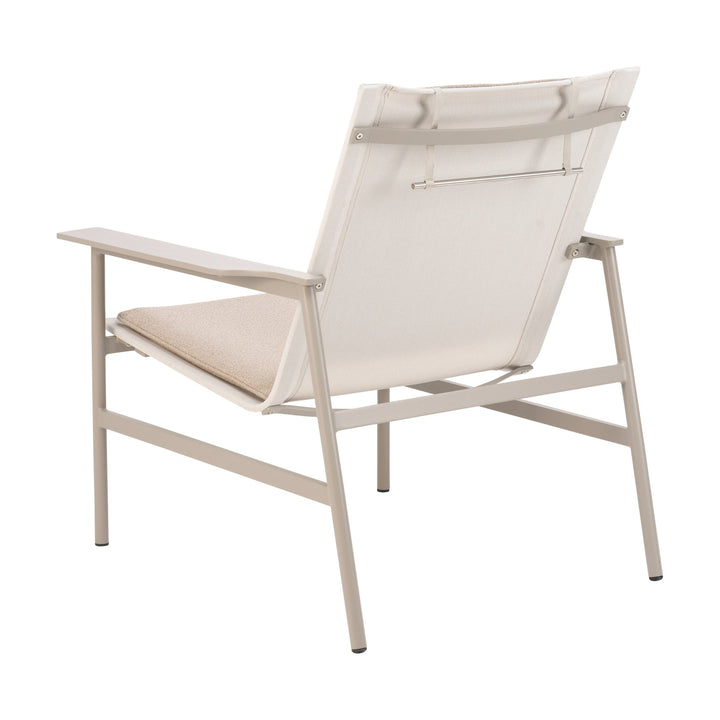 Brafab Soro loungestol i khaki med beige teddy-pute, sett bakfra
