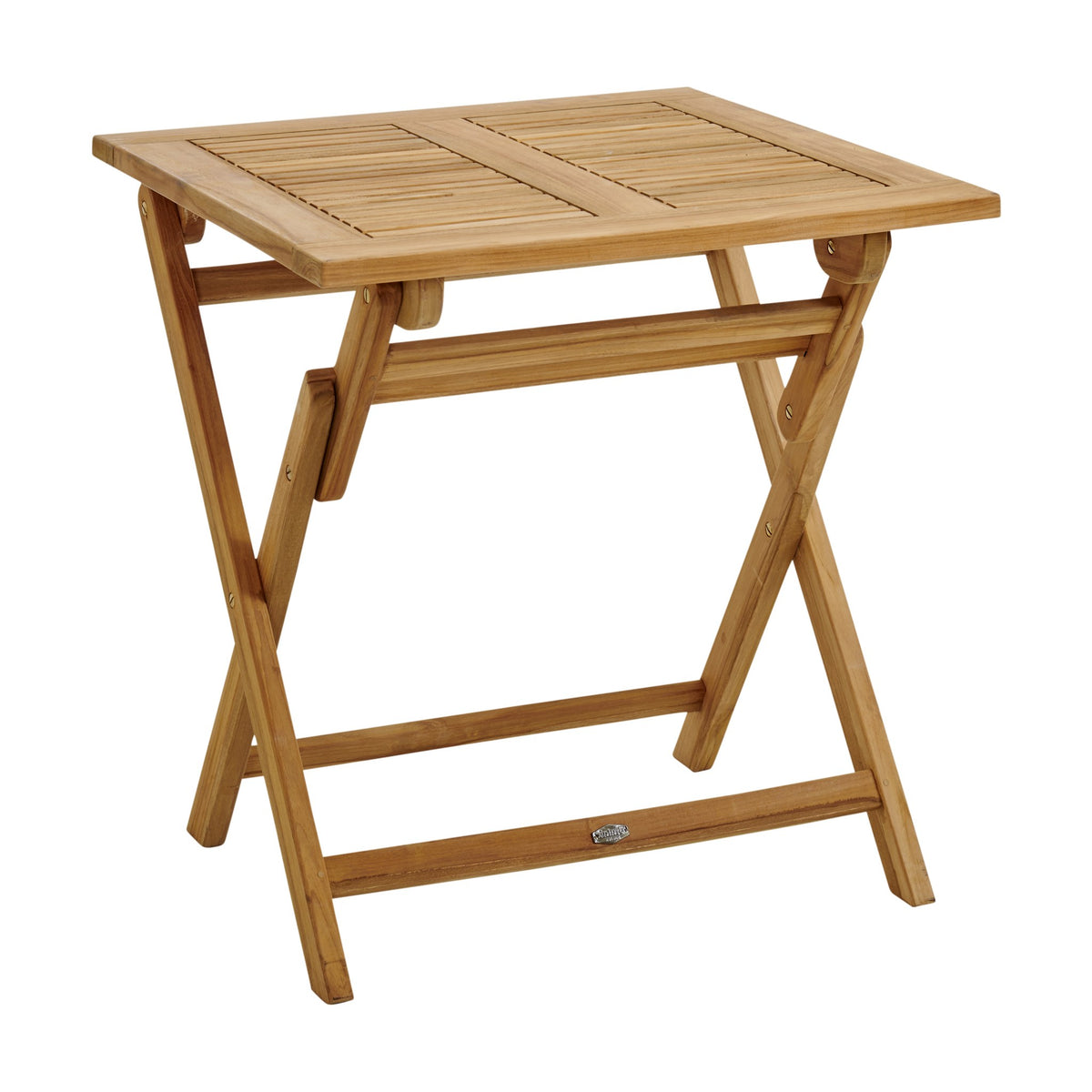 Brafab Turin spisebord i teak, firkantet klappbord sett mot hvit bakgrunn