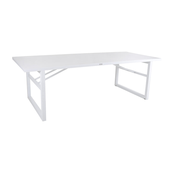 Brafab Vevi spisebord i hvit aluminium med spaltet bordplate