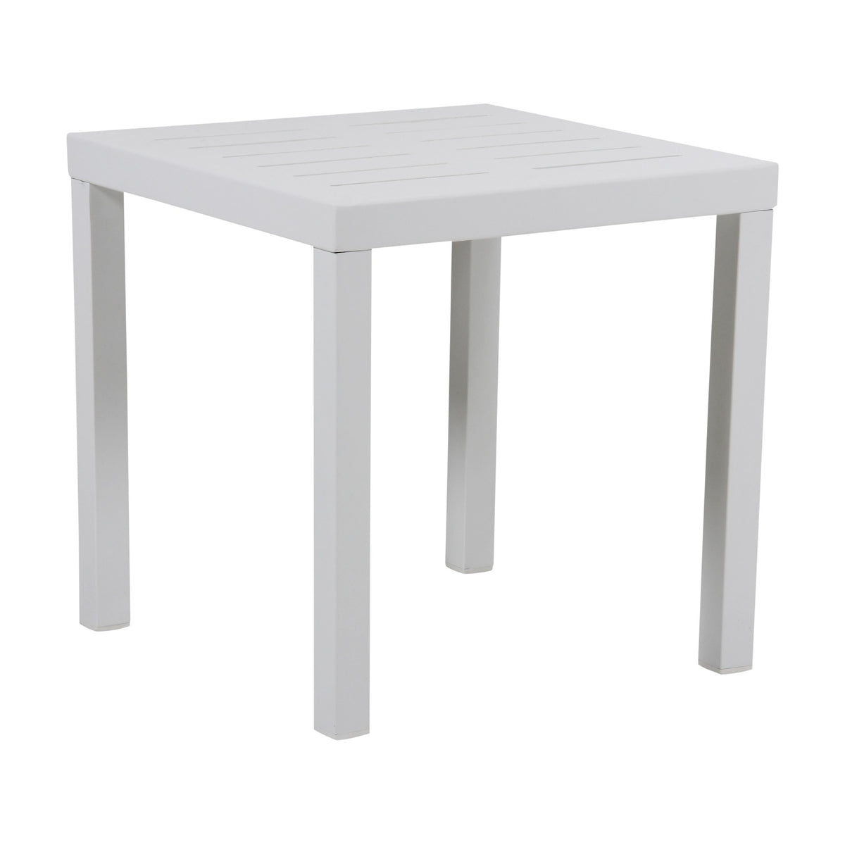 Brafab Belfort sidebord i hvit aluminium med spaltet plate