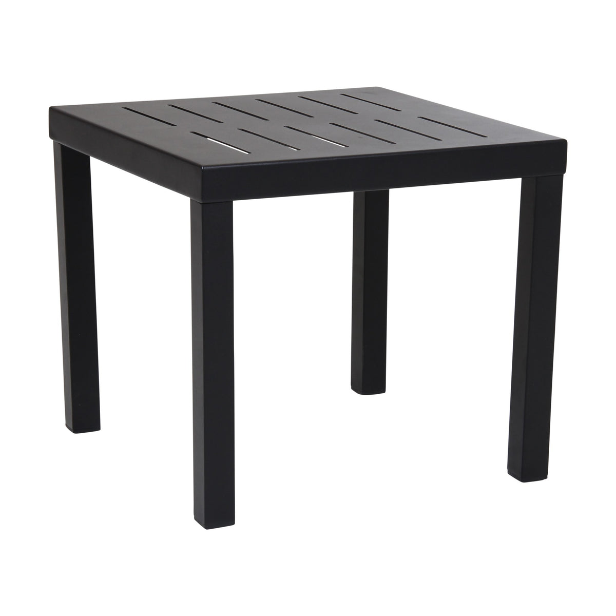 Brafab Belfort sidebord i sort aluminium med spaltet plate