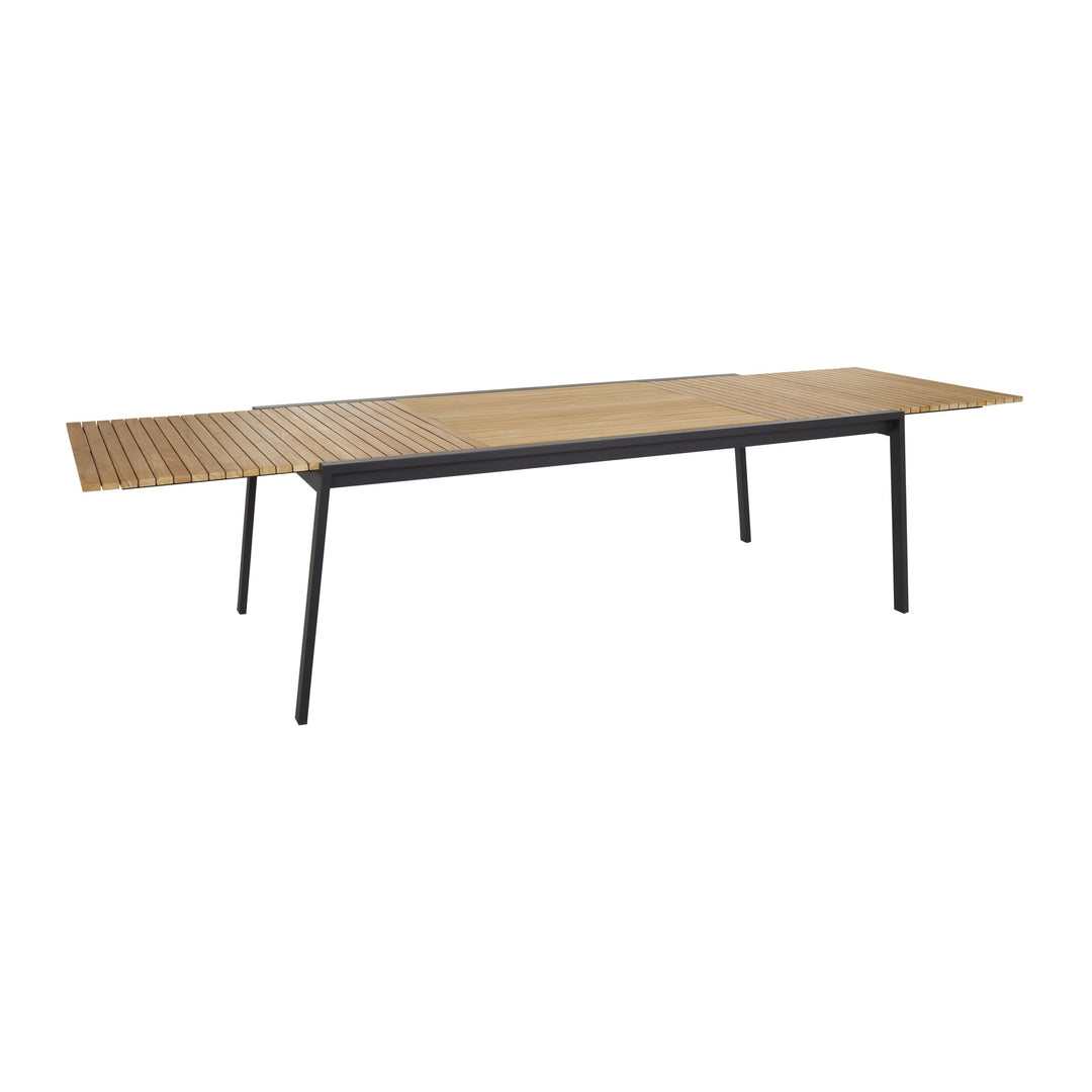Brafab Naos spisebord med teakplate og sort understell, uttrekkbart