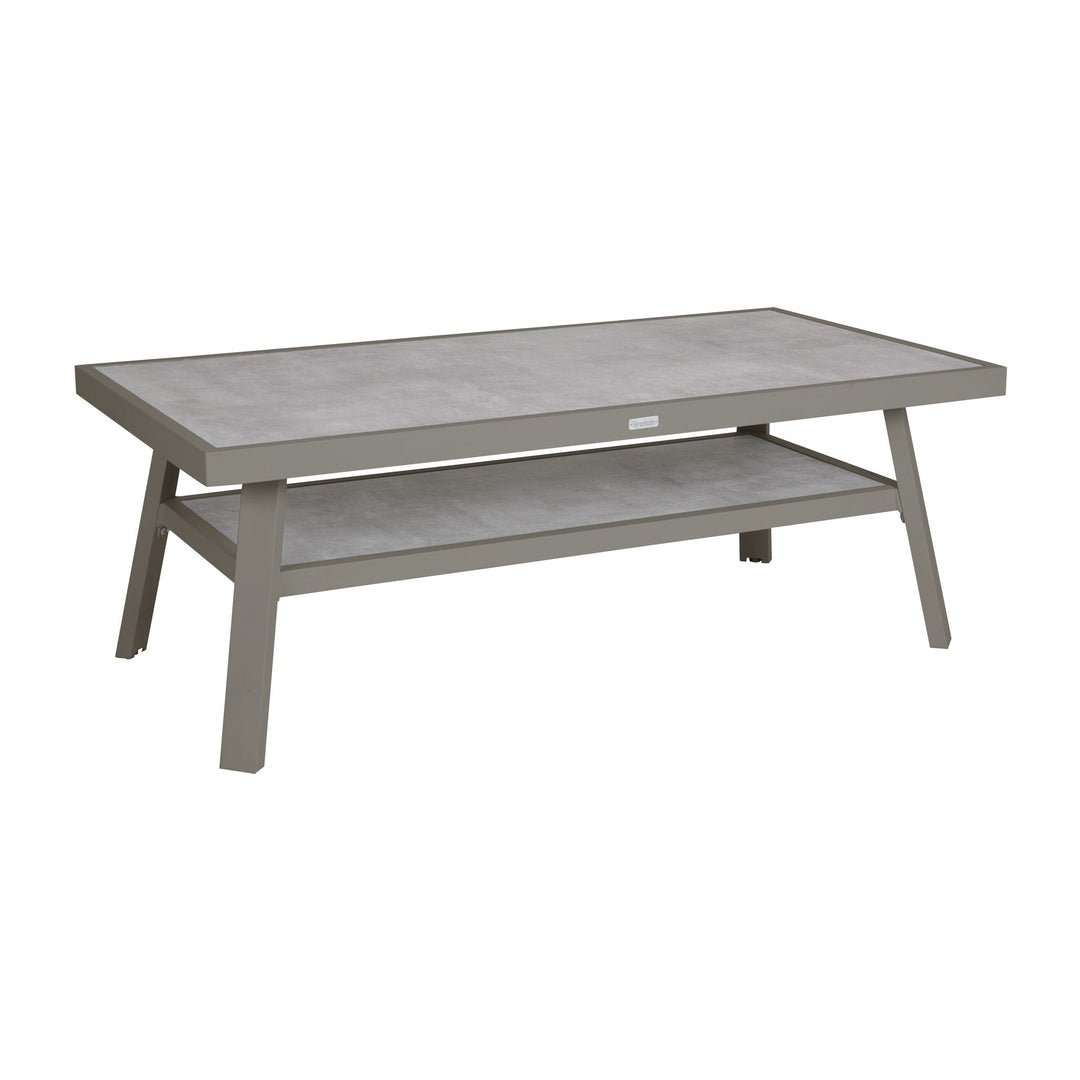 Brafab Samvaro sofabord i beige aluminium med lys grå steinplate