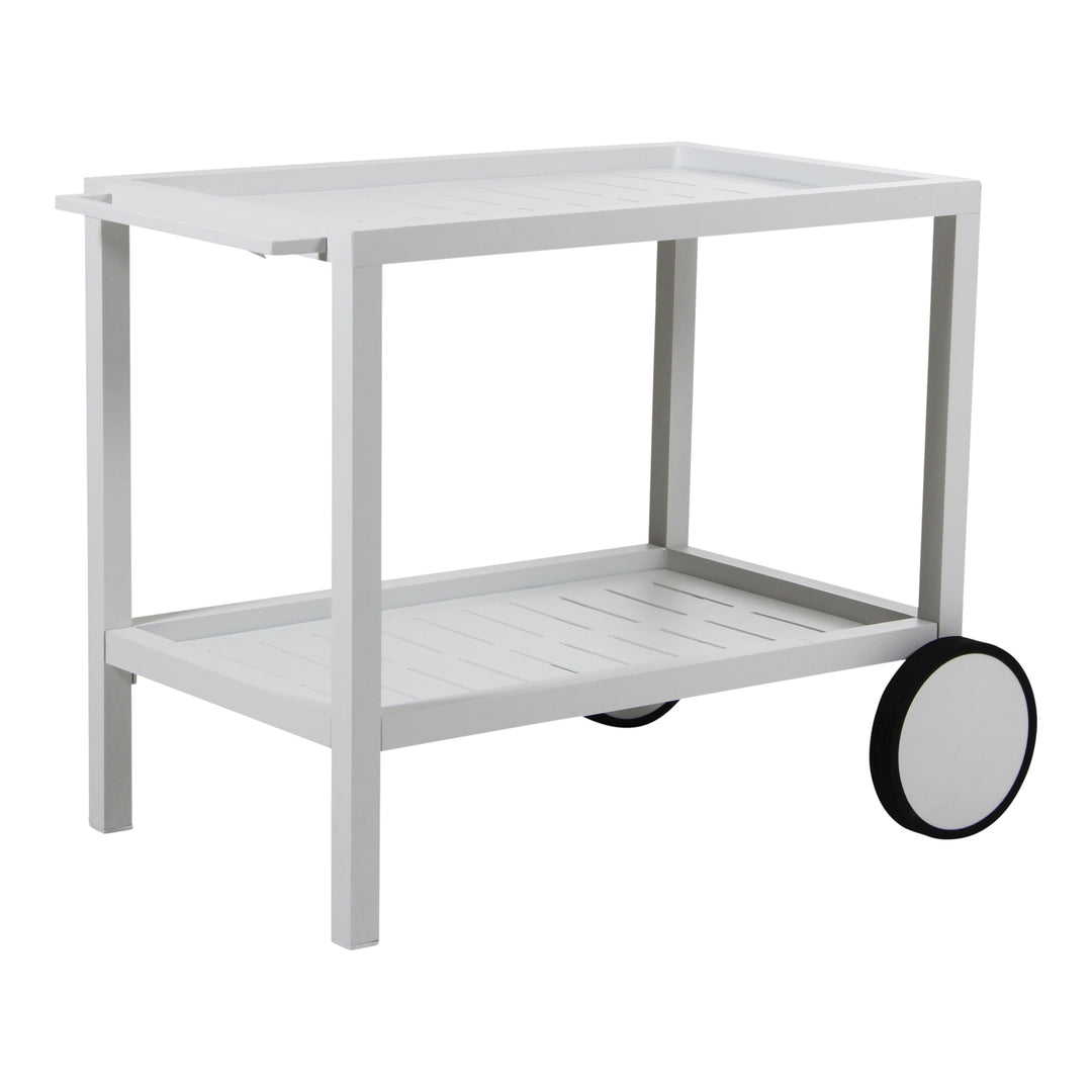 Brafab Belfort serveringsvogn i hvit aluminium med to hyller og hjul
