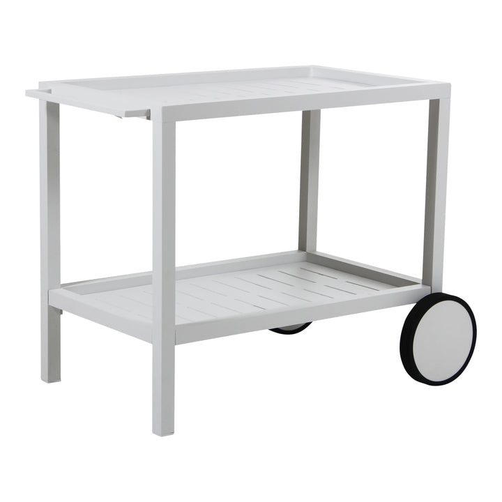Brafab Belfort serveringsvogn i hvit aluminium med to hyller og hjul