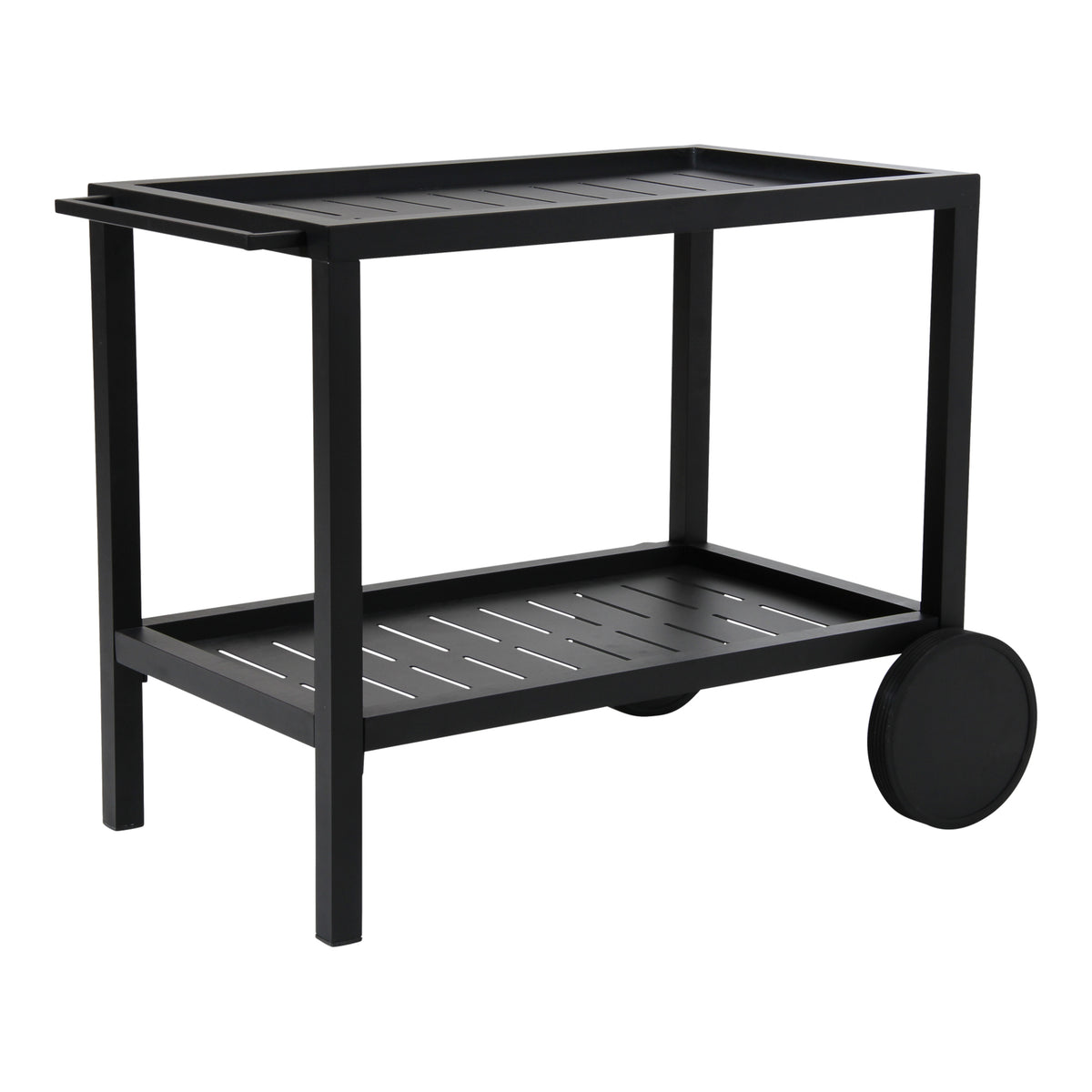 Brafab Belfort serveringsvogn i sort aluminium med to hyller og hjul