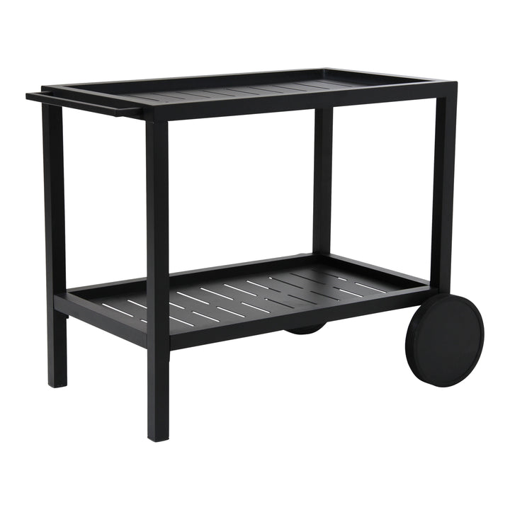 Brafab Belfort serveringsvogn i sort aluminium med to hyller og hjul