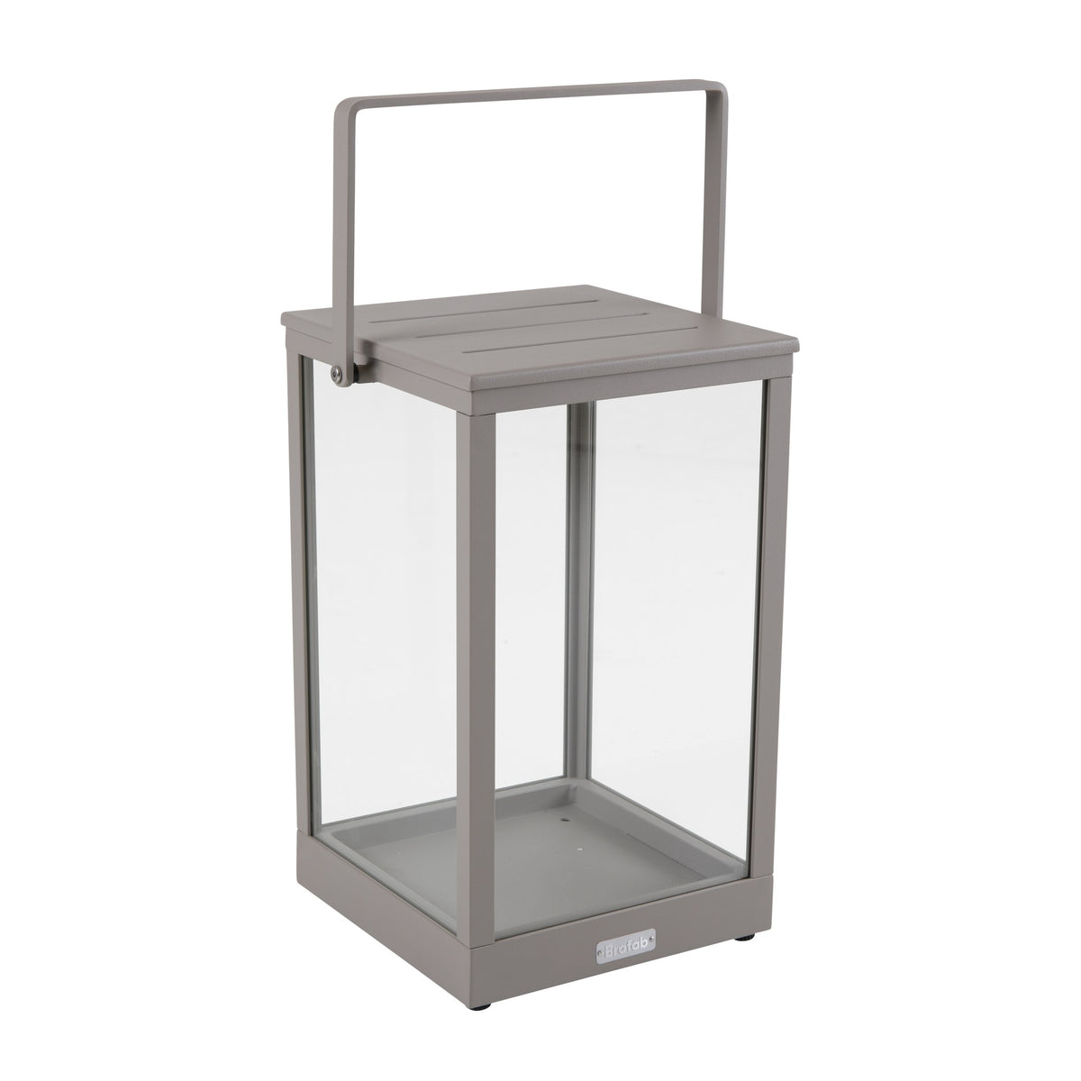 Brafab Belfort lyslykt i khaki aluminium med glassider og bærehåndtak