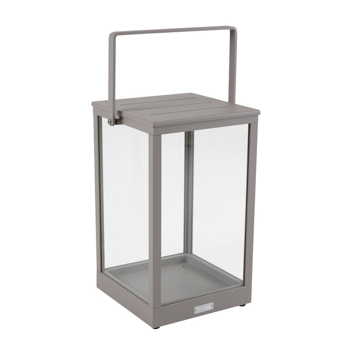 Brafab Belfort lyslykt i khaki aluminium med glassider og bærehåndtak