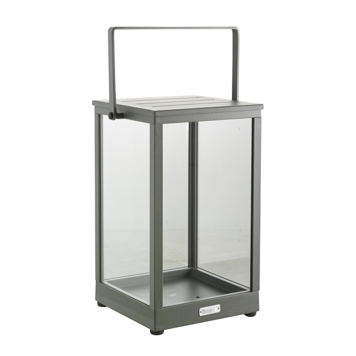 Brafab Belfort lyslykt i nordic green aluminium med glassider og bærehåndtak