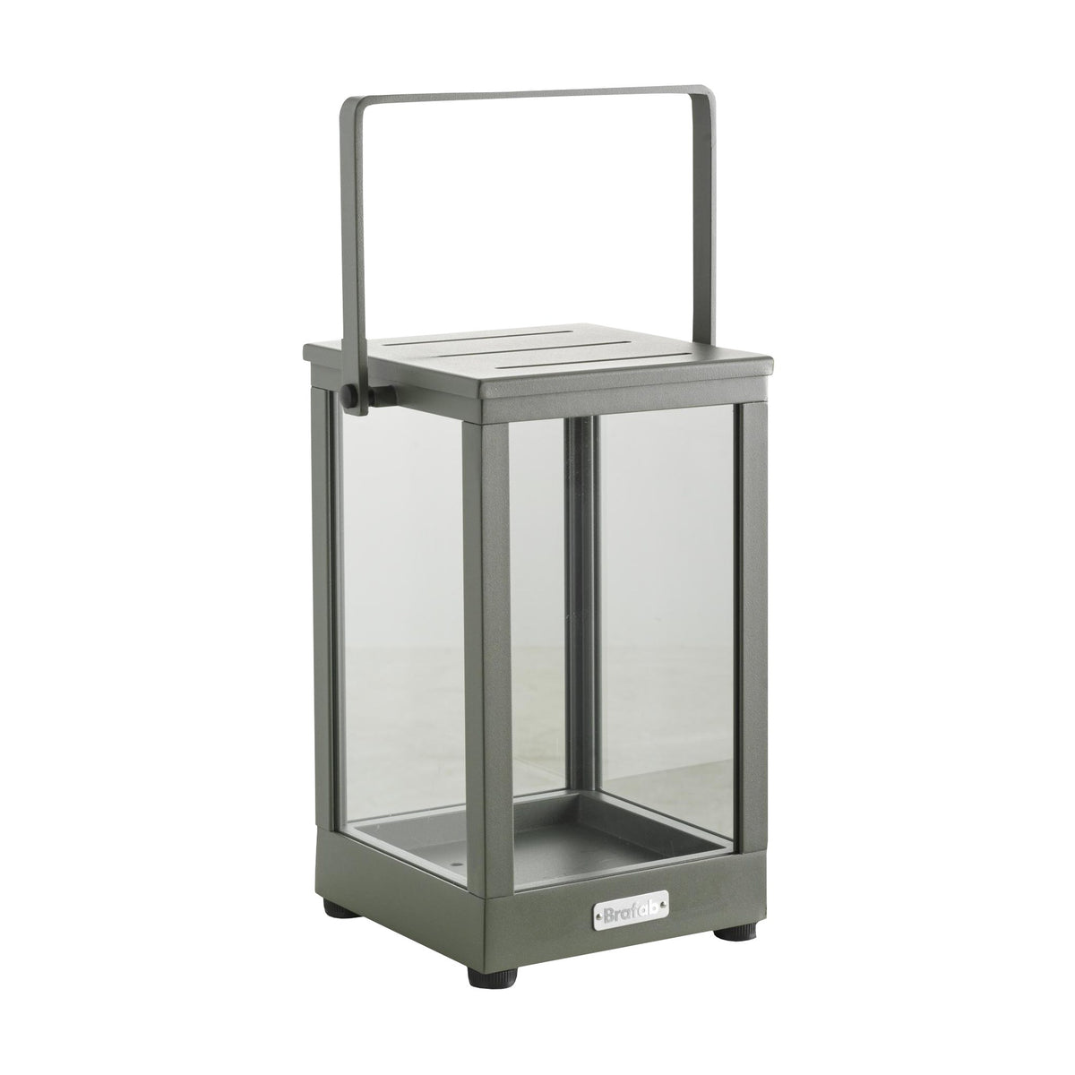 Brafab Belfort lyslykt i nordic green aluminium med glassider og bærehåndtak