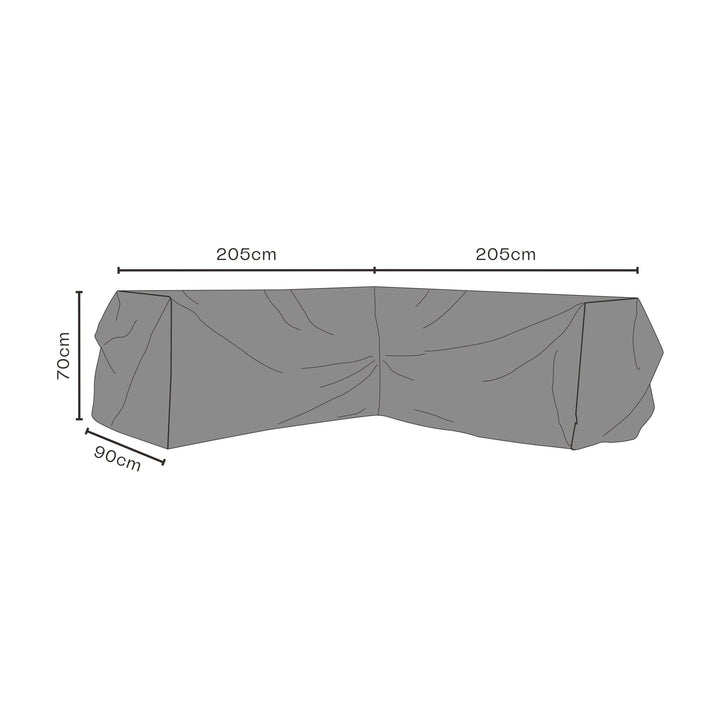 Brafab overtrekk til hjørnesofa, grått L-formet møbeltrekk, 205 + 205 x 90 x 70 cm
