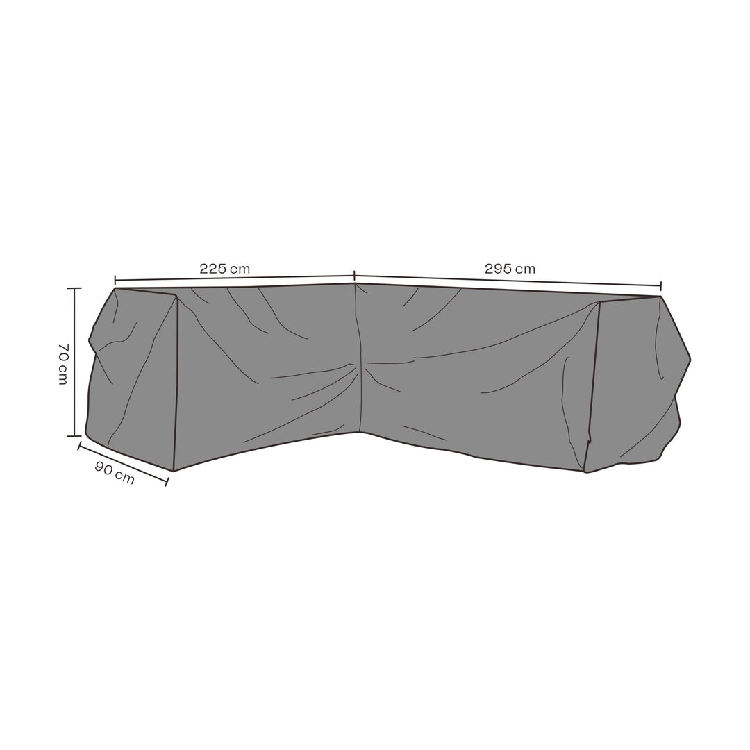 Brafab overtrekk til hjørnesofa, grått L-formet møbeltrekk, 225 + 295 x 90 x 70 cm
