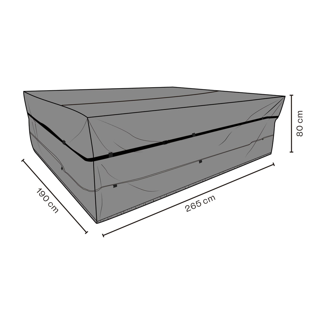 Brafab overtrekk til spisegrupper, grått pustende trekk med mål 265x190x80 cm