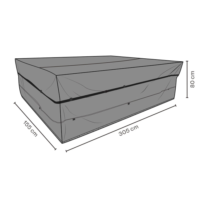 Brafab overtrekk til spisegrupper, grått pustende trekk med mål 305x155x80 cm