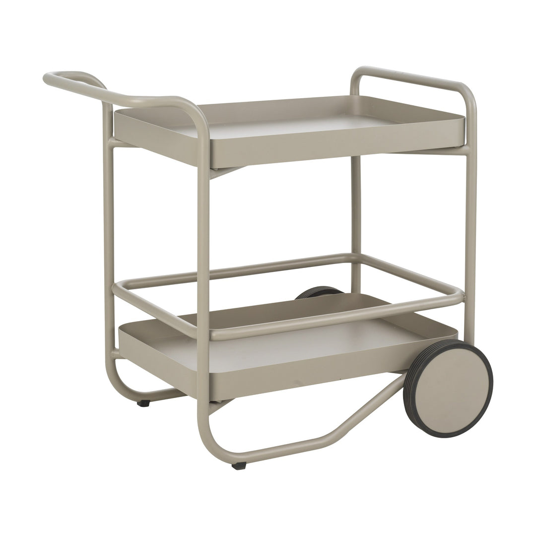 Brafab Trolly serveringsvogn i khaki med to brett og store hjul