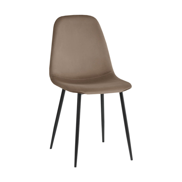 Trend spisestol i beige velur med sorte koniske metallben