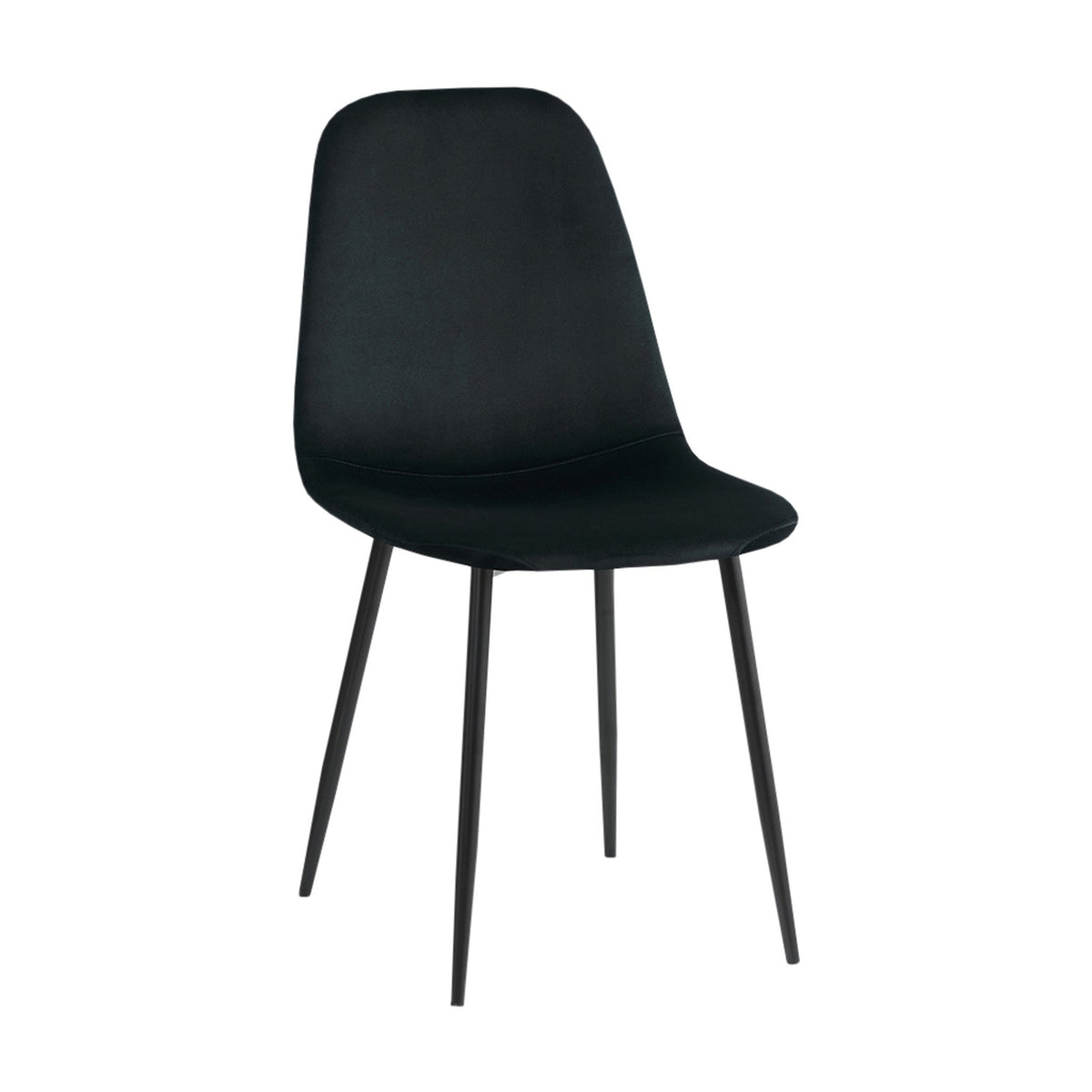 Trend spisestol i sort velur med sorte koniske metallben
