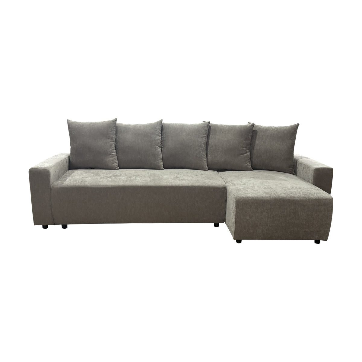 Cozy sovesofa i greige kordfløyel med sjeselong