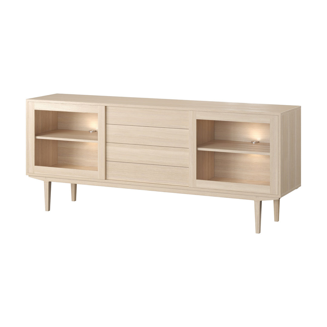 Casø 900 Skjenk 194cm, hvitoljet med glassdør