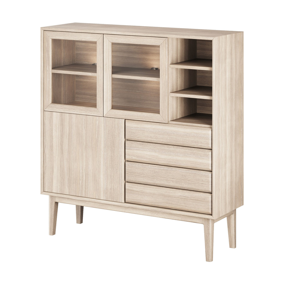 Casø Nord Broholm Solid Highboard, hvitoljet – detaljbilde