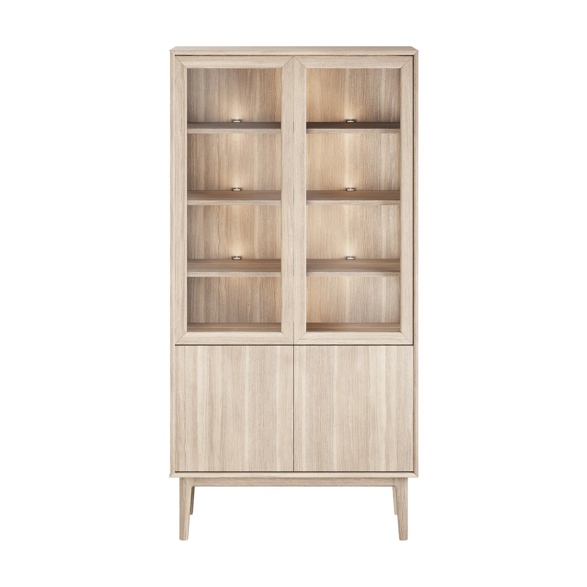 Casø Nord Broholm Solid Vitrineskap, hvitoljet, b:100cm d:40cm h:197cm m/glassider – detaljbilde