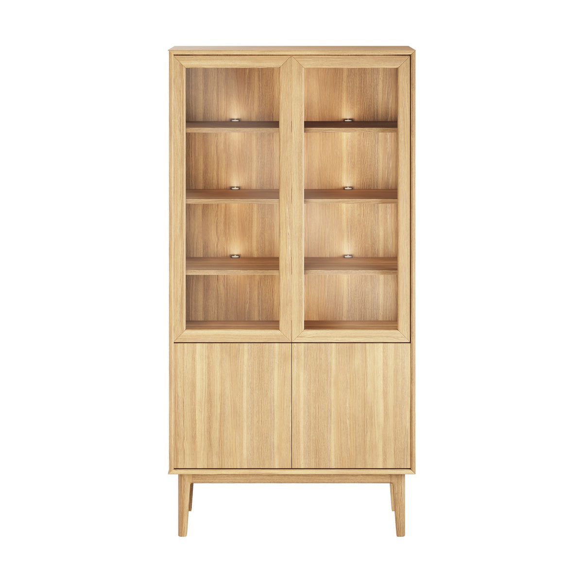 Casø Nord Broholm Solid Vitrineskap, naturoljet, b:100cm d:40cm h:197cm m/glassider – detaljbilde