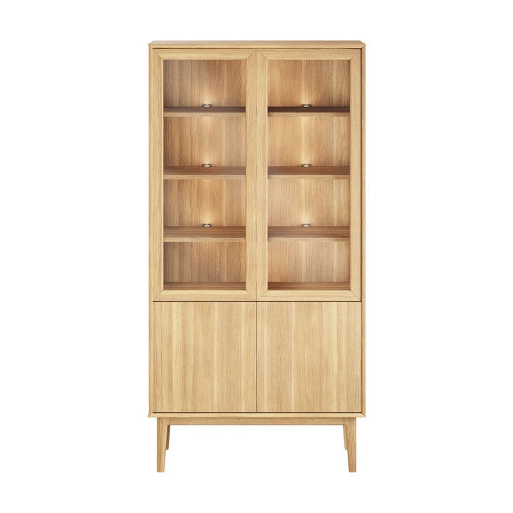 Casø Nord Broholm Solid Vitrineskap, naturoljet, b:100cm d:40cm h:197cm m/glassider – detaljbilde