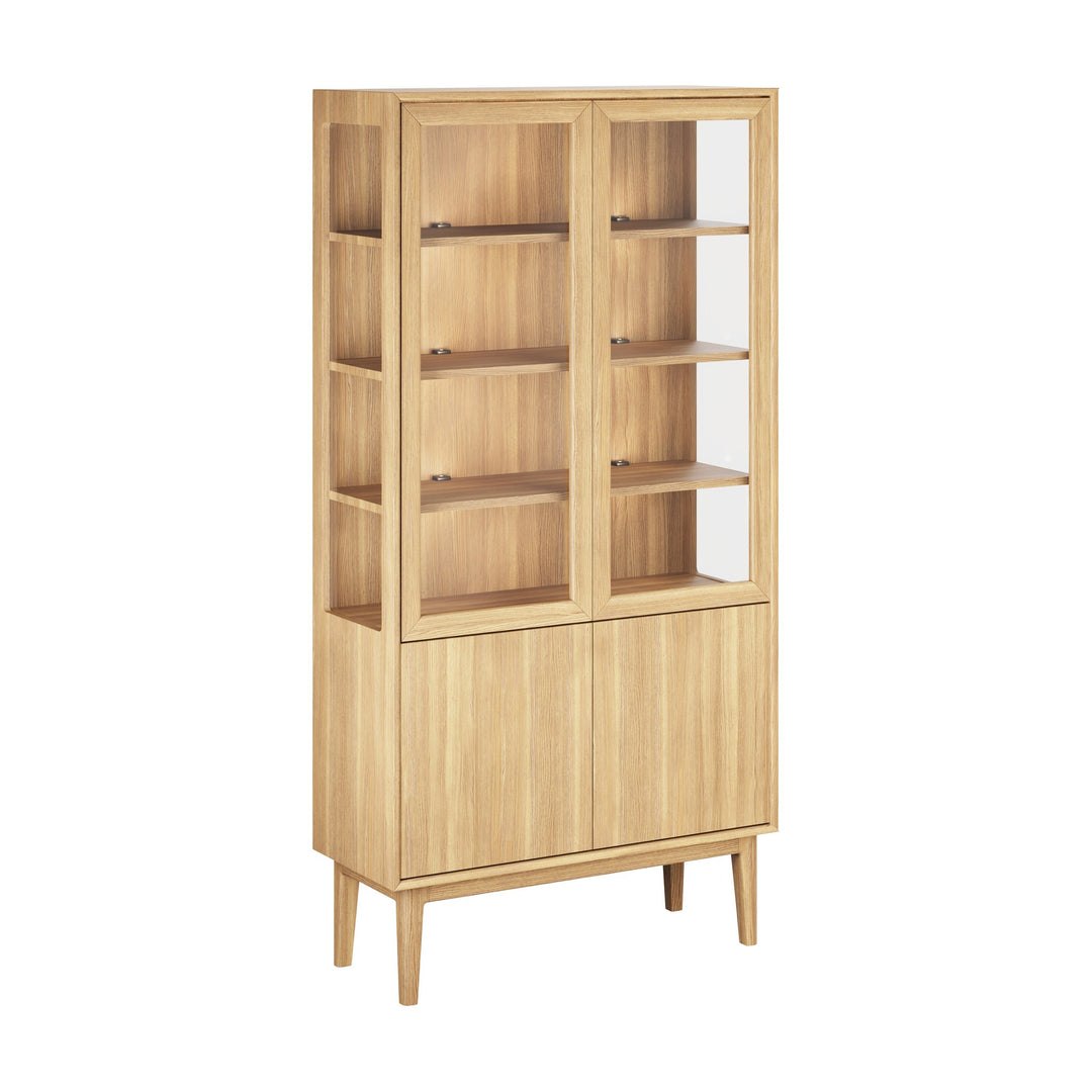 Casø Nord Broholm Solid Vitrineskap, naturoljet, b:100cm d:40cm h:197cm m/glassider