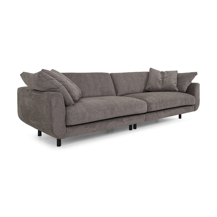 Lazy Sofa i gråbrun stoff, 3,5-seter med løse ryggputer og svarte ben