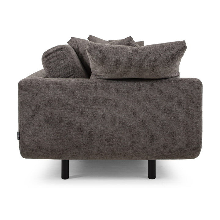Lazy Sofa i gråbrun stoff sett bakfra, modulsofa med svarte ben