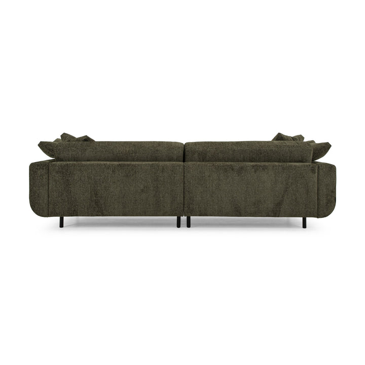 Lazy Sofa i mørk grønn stoff sett bakfra, modulsofa med svarte ben
