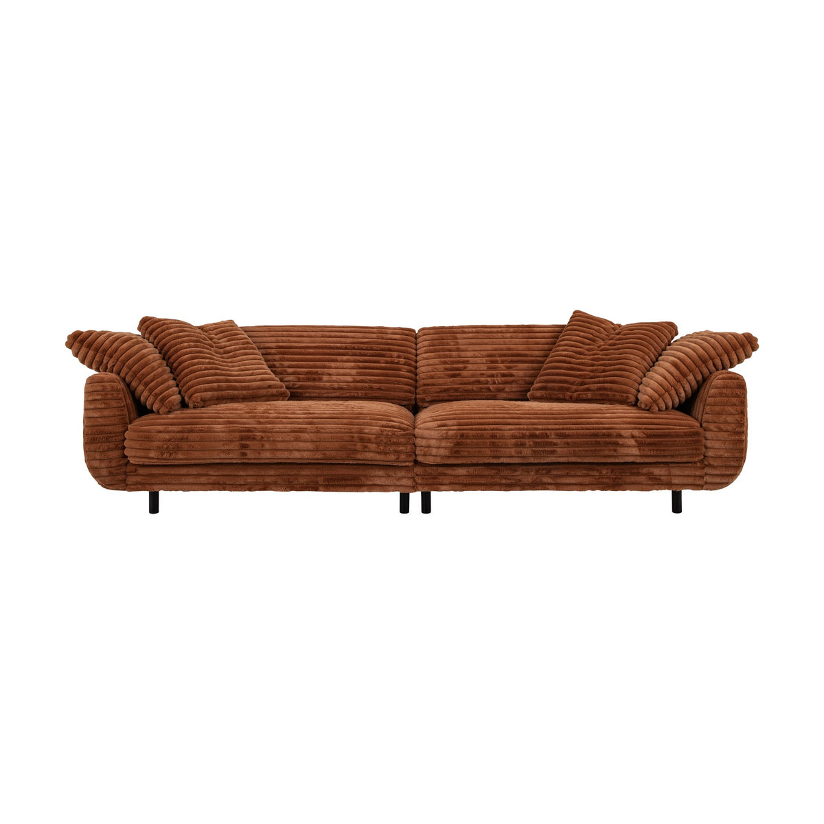 Lazy sofa i grå velur med løs pute og sorte ben