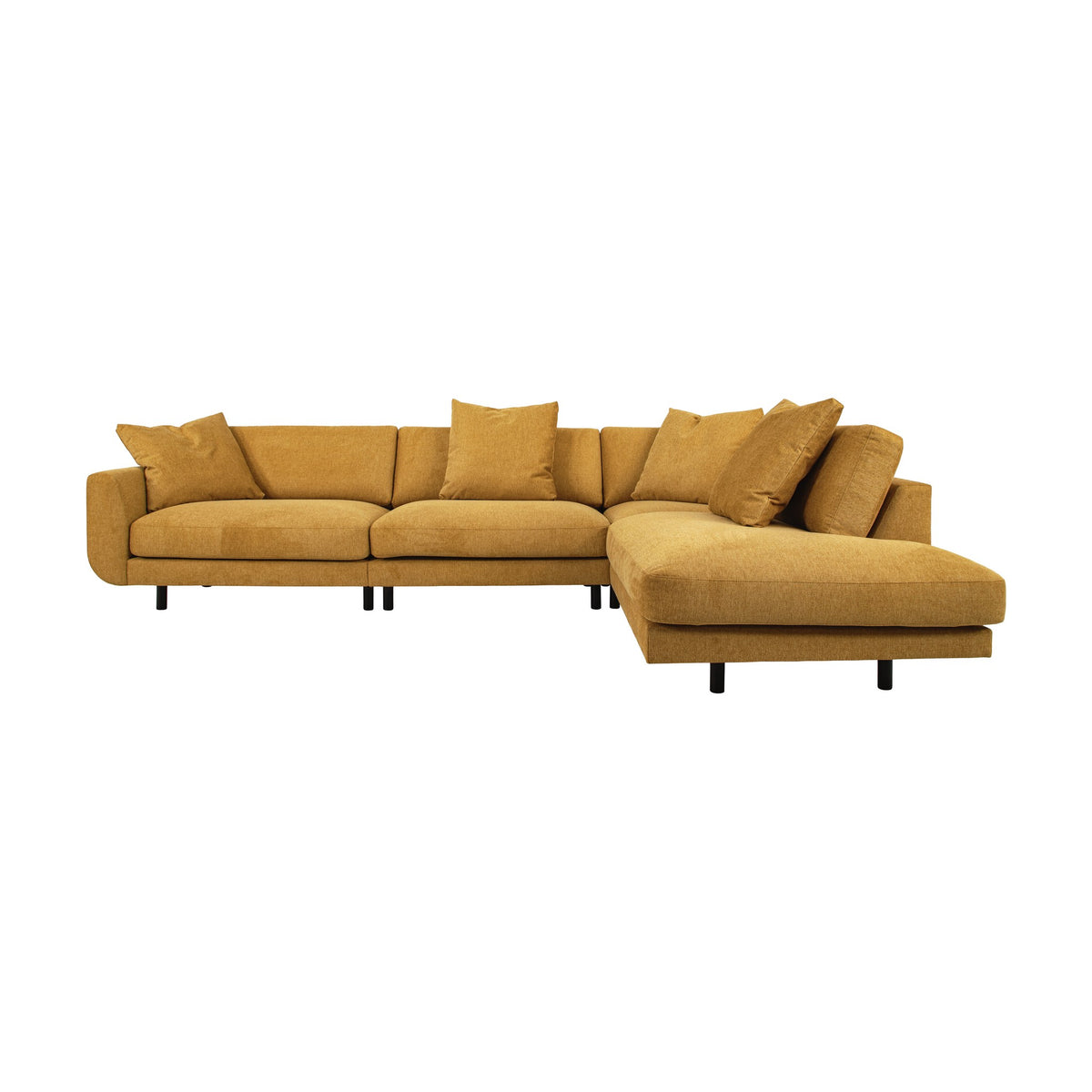 Lazy sofa i grå velur med løs pute og sorte ben