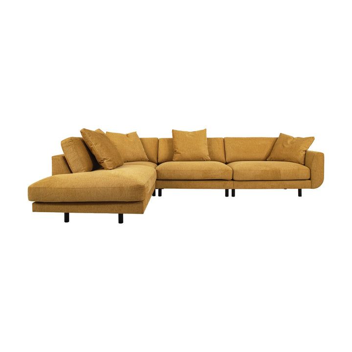 Lazy sofa i grå velur med løs pute og sorte ben