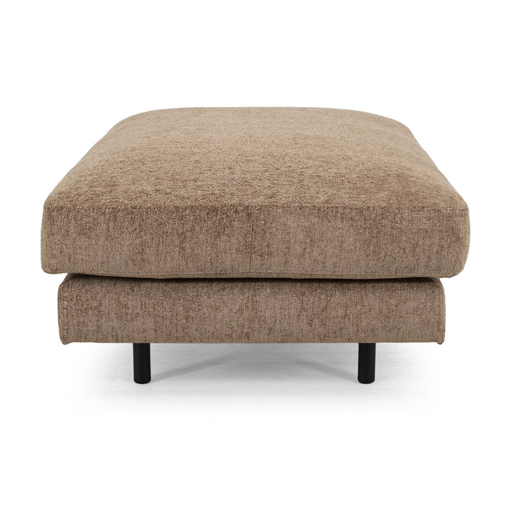 Lazy Puff i lys gråbrun chenille, sett forfra med svarte ben