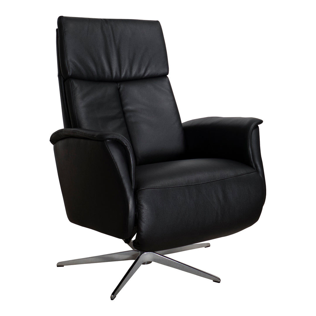 Hjort Knudsen Vile reclinerstol i sort skinn med kryssfot i krom