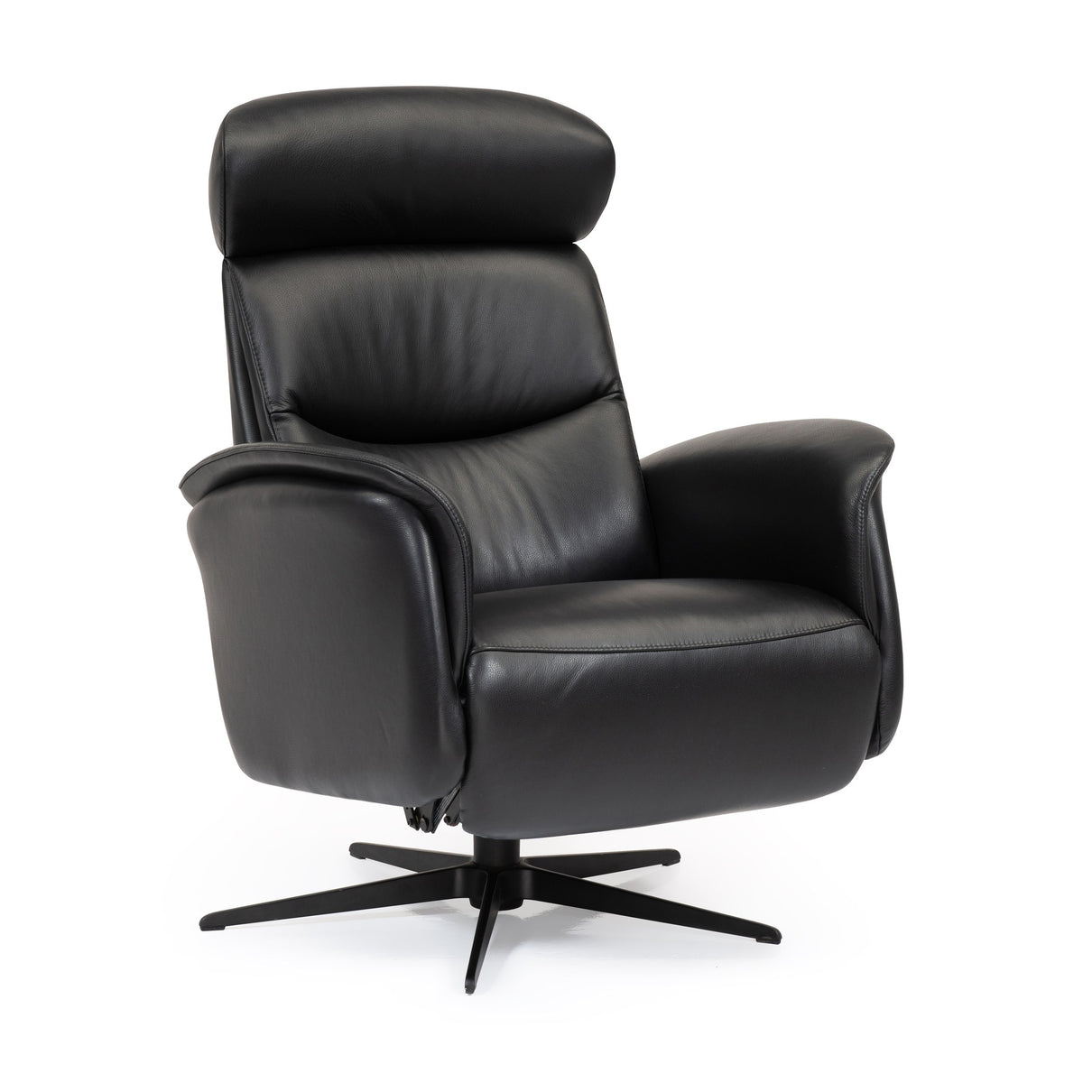 Hjort Knudsen Cool reclinerstol i sort velur med sort dreiefot