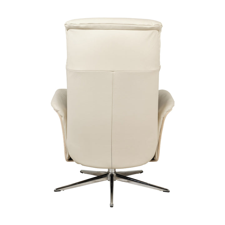 Hjort Knudsen 8295 Superior lenestol i offwhite skinn, sett bakfra, med kryssfot i krom