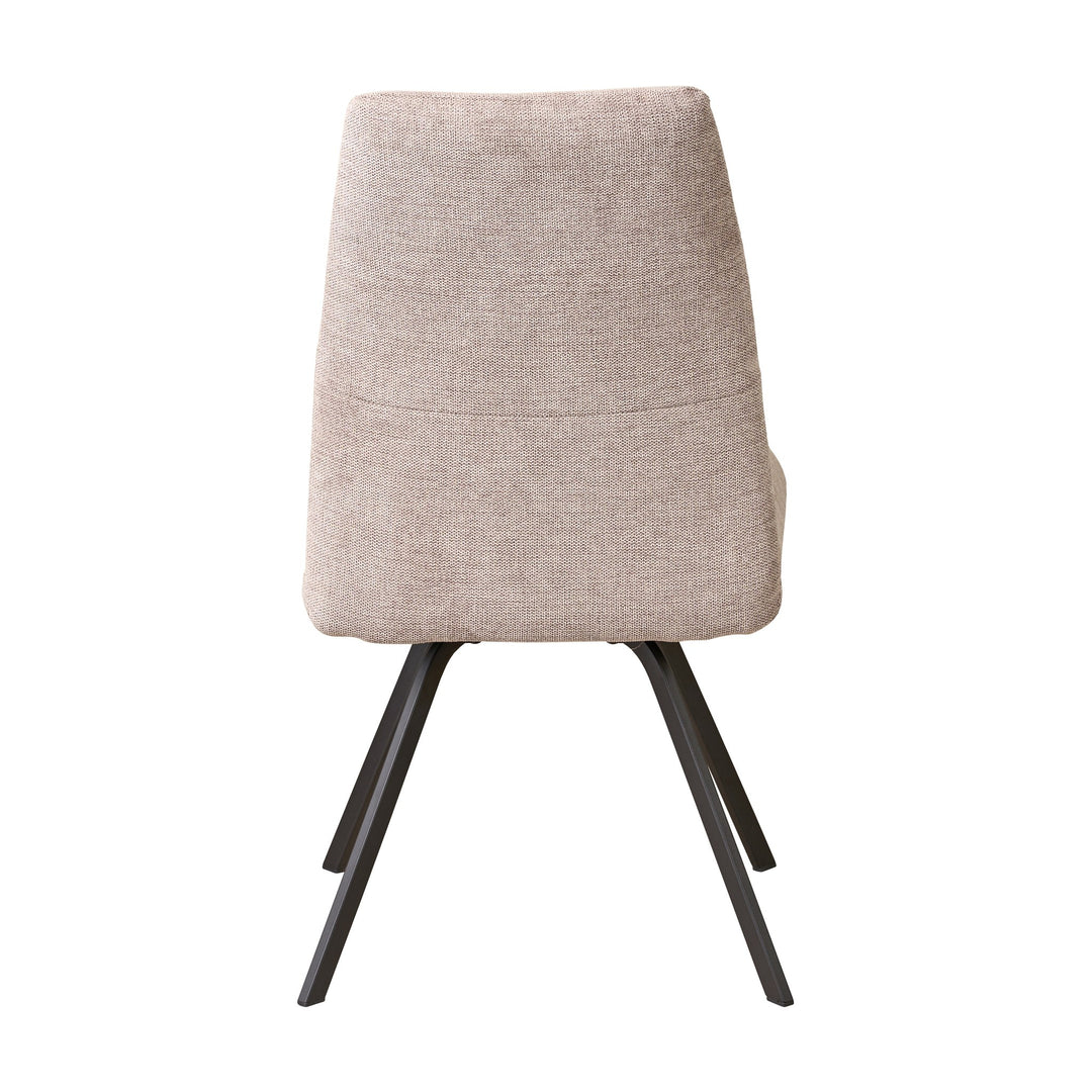 Hjort Knudsen 9055 spisestol i beige stoff med svarte metallben, sett bakfra