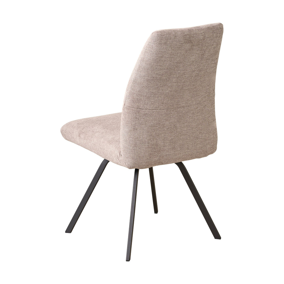 Hjort Knudsen 9055 spisestol i beige stoff med svarte ben, sett fra siden