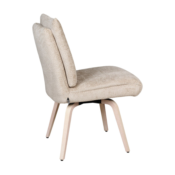 Hjort Knudsen 9267 spisestol i beige chenille, bakside sett fra siden.