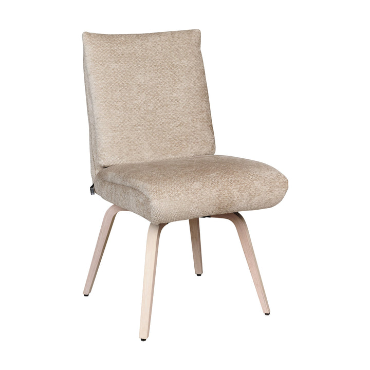 Hjort Knudsen 9267 spisestol i beige chenille med lyse trebein