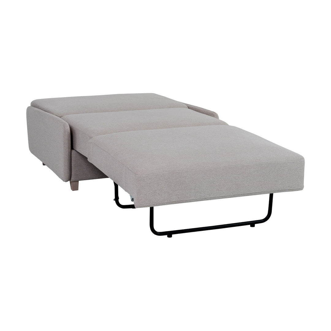 Hovden Smarty sovesofa 1-seter i lys naturbeige stoff, utslått til seng.